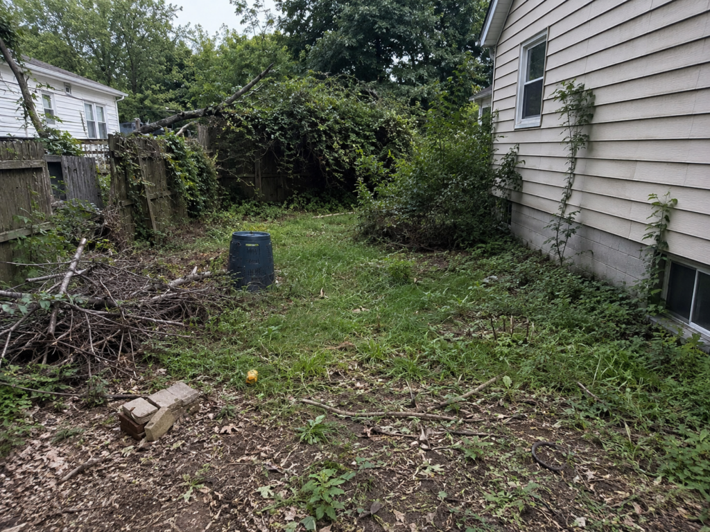Overgrown yard in need of much attention