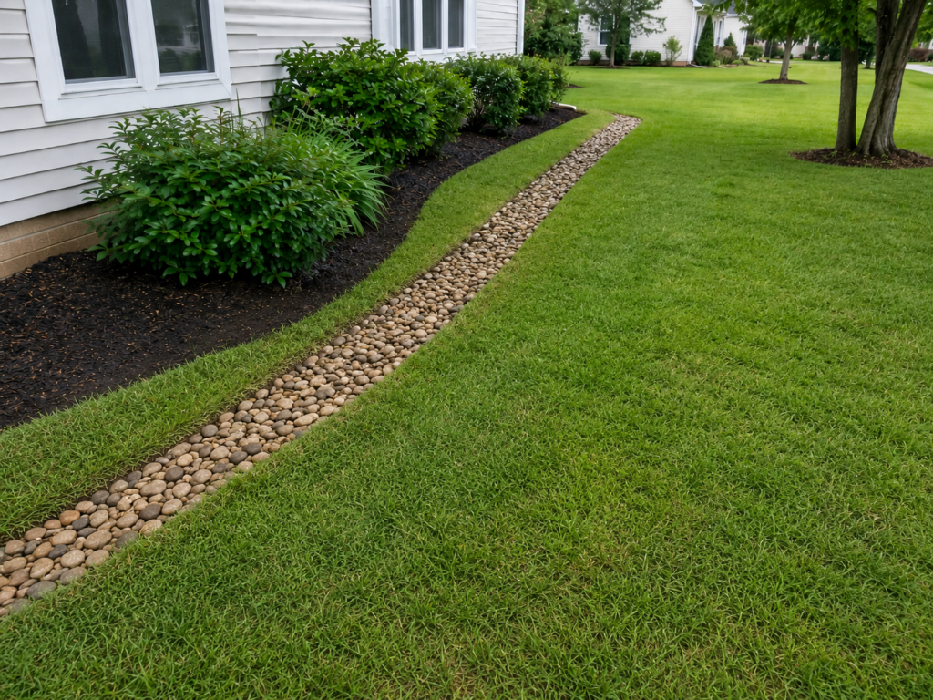 Finished yard area after lawn drainage improvements