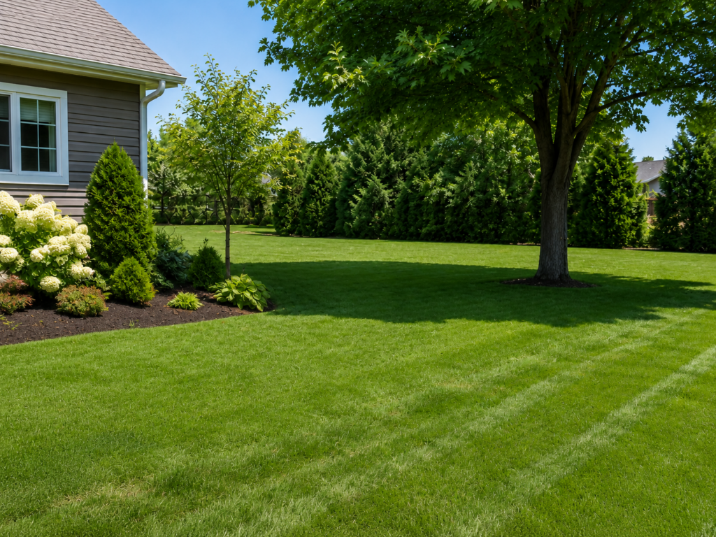 Residential backyard before wooden fence installation